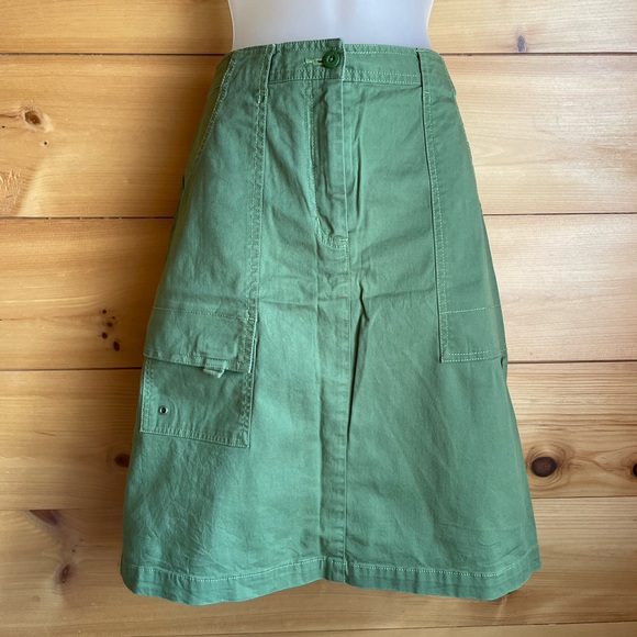 L.L.Bean green Cargo style cotton skirt - Picture 1 of 5